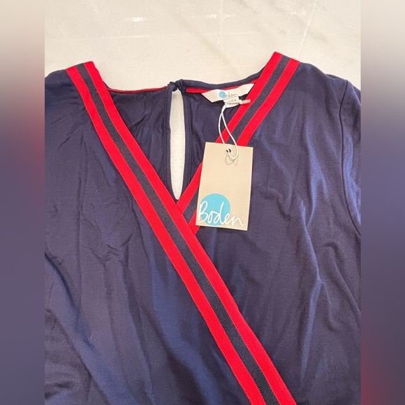 NWT Boden Isla Wrap Nautical Style Jersey Jumpsuit (US 4R, UK 8R) - Picture 3 of 5